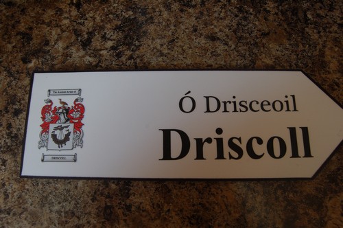 DRISCOLL Coat of Arms on Wooden Sign