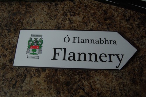 FLANNERY Coat of Arms on Wooden Sign