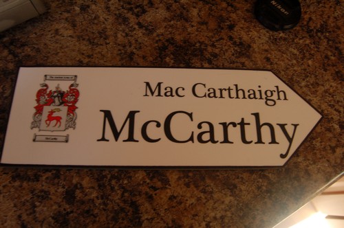MCCARTHY Coat of Arms on Wooden Sign