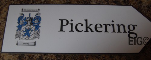 PICKERING Coat of Arms on Wooden Sign