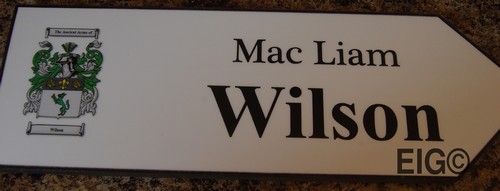 WILSON Coat of Arms on Wooden Sign