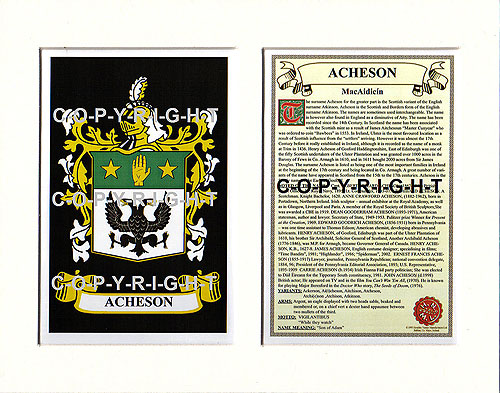 Acheson Family Crest and Name History