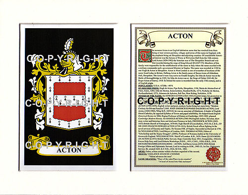Acton Family Crest and Name History