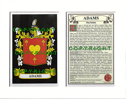 Adams Family Crest and Name History