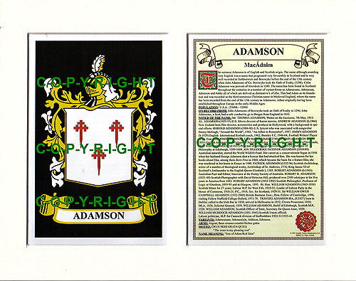 Adamson Family Crest and Name History