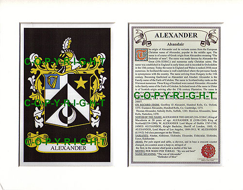 Alexander Family Crest and Name History