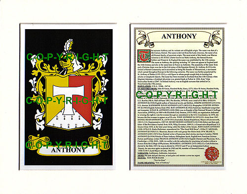 Anthony Family Crest and Name History