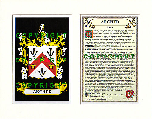Archer Family Crest and Name History