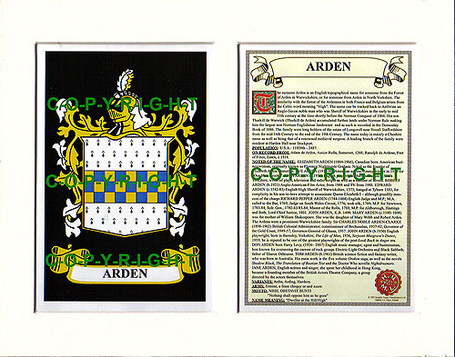 Arden Family Crest and Name History