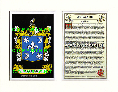 Aylward Family Crest and Name History