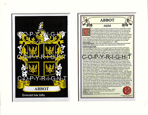 ABBOT to ARDERN Family Crest and Name History