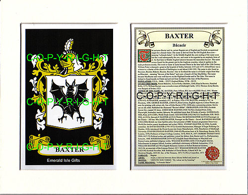 Baxter Family Crest and Name History