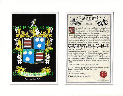 Bennett Family Crest and Name History
