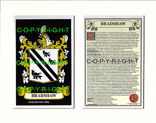 Bradshaw Family Crest and Name History