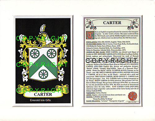 Carter Family Crest and Name History