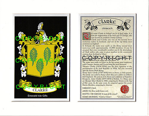 Clarke Family Crest and Name History