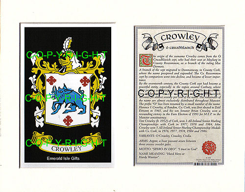 Crowley Family Crest and Name History