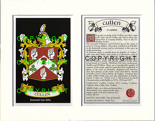 Cullen Family Crest and Name History