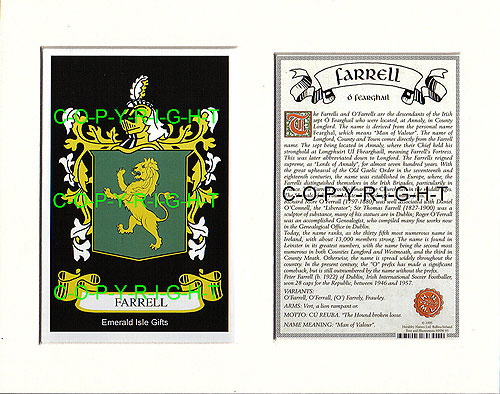 Farrell Family Crest and Name History