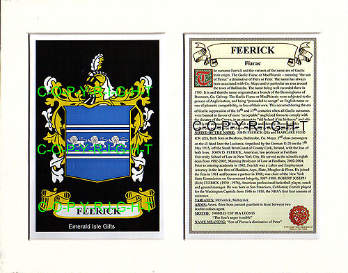 Feerick Family Crest and Name History