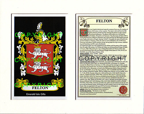 Felton Family Crest and Name History