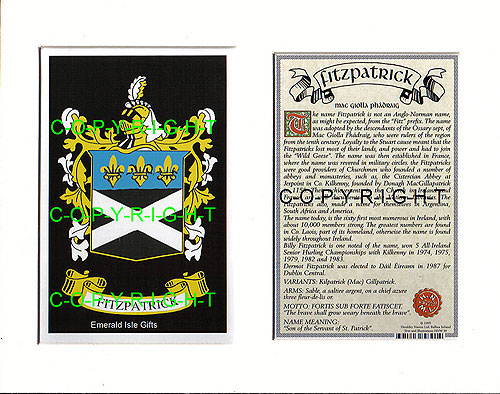 Fitzpatrick Family Crest and Name History