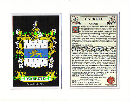 Garrett Family Crest and Name History