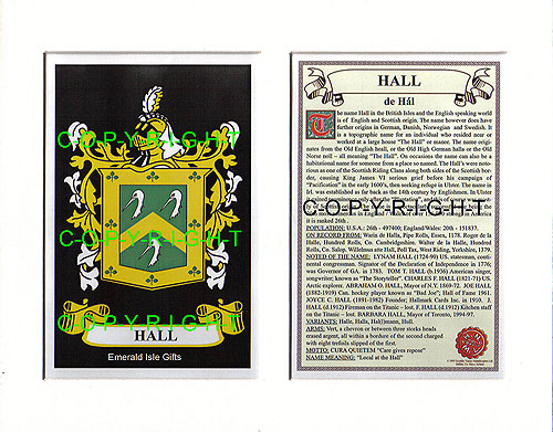Hall Family Crest and Name History
