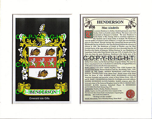Henderson Family Crest and Name History