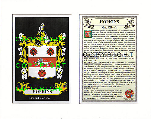 Hopkins Family Crest and Name History