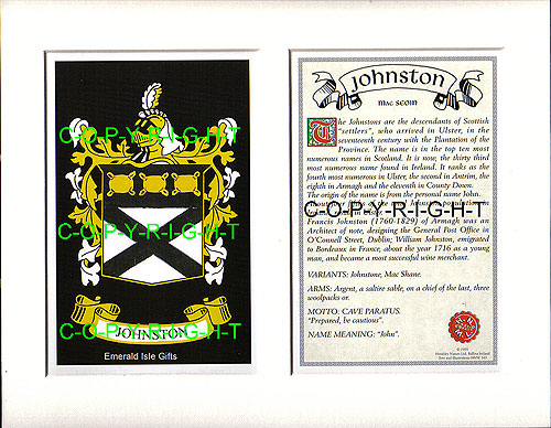 Johnston Family Crest and Name History