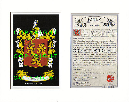 Jones Family Crest and Name History