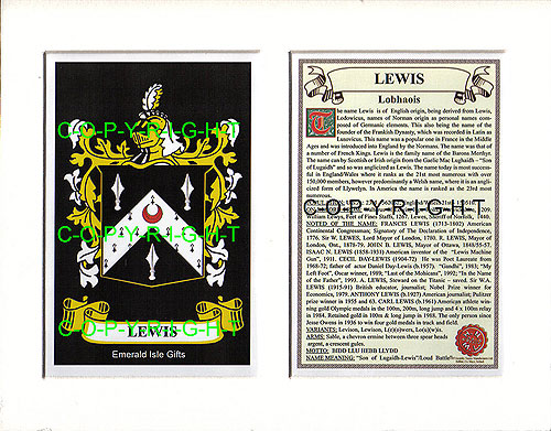 Lewis Family Crest and Name History