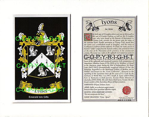 Lyons Family Crest and Name History