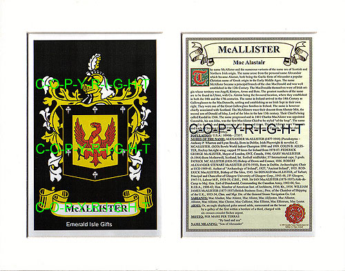 McAllister Family Crest and Name History
