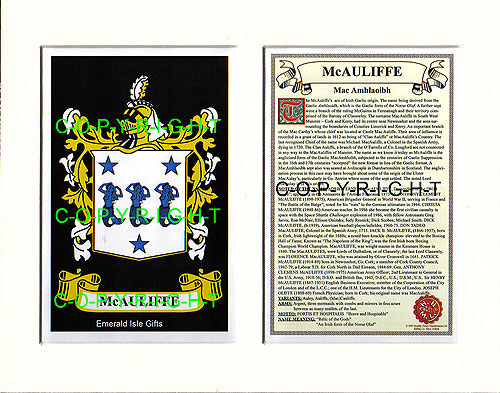 McAuliffe Family Crest and Name History