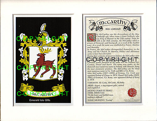 McCarthy Family Crest and Name History