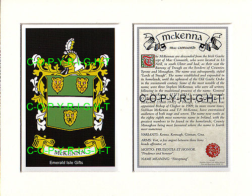 McKenna Family Crest and Name History