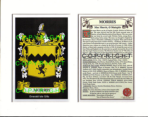 Morris Family Crest and Name History