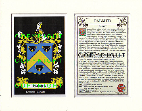 Palmer Family Crest and Name History