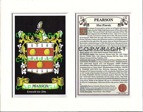 Pearson Family Crest and Name History