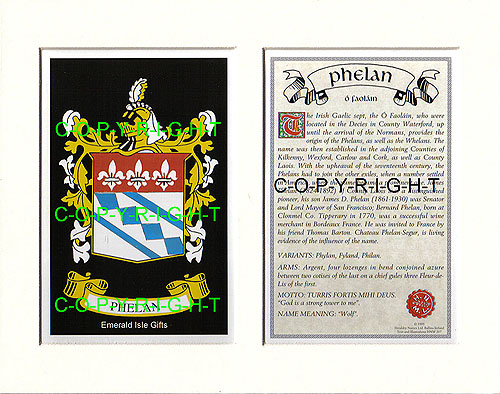 Phelan Family Crest and Name History