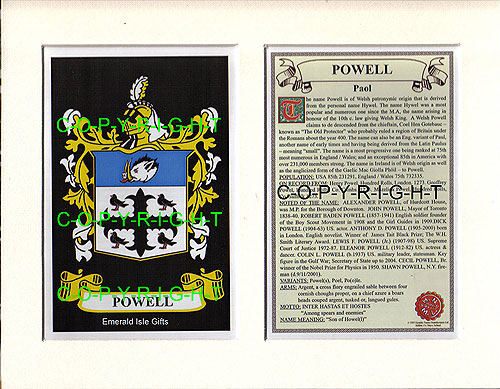 Powell Family Crest and Name History