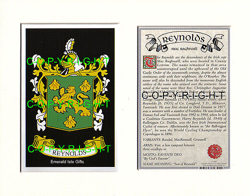 Reynolds Family Crest and Name History