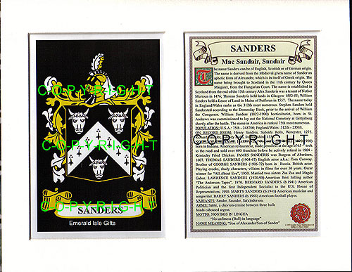 Sanders Family Crest and Name History