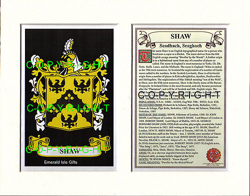 Shaw Family Crest and Name History