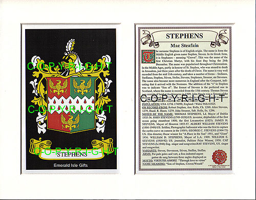 Stephens Family Crest and Name History