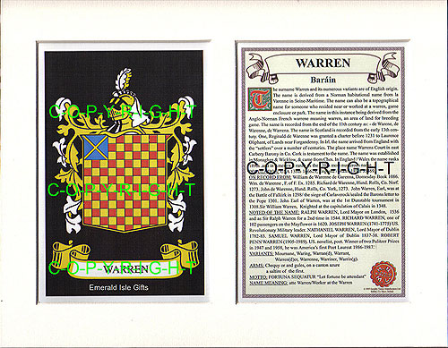 Warren Family Crest and Name History
