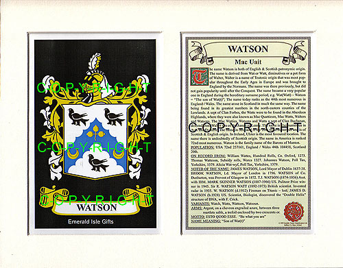 Watson Family Crest and Name History