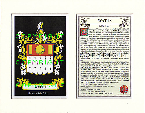 Watts Family Crest and Name History